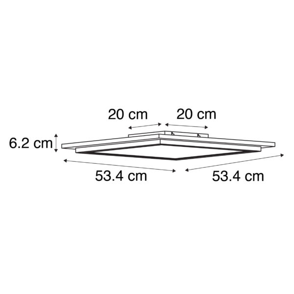 Plafondlamp hout vierkant incl. LED met afstandsbediening - Ajdin - Afbeelding 3