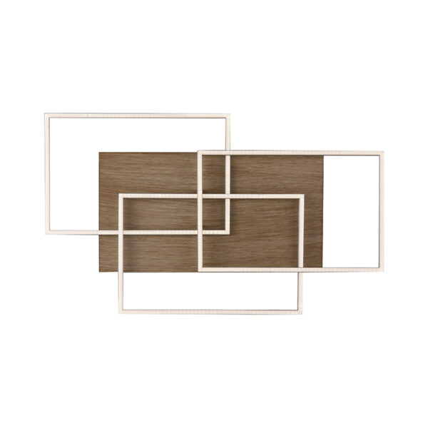 Plafondlamp hout vierkant incl. LED 3-lichts met afstandsbediening - Ajdin - Afbeelding 2