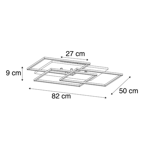 Plafondlamp hout vierkant incl. LED 3-lichts met afstandsbediening - Ajdin - Afbeelding 3