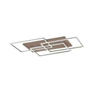 plafondlampen Plafondlamp hout vierkant incl. LED met afstandsbediening Ajdin AluminiumKunststof Chroom Haal een echte eyecatcher in huis deze Deze vierkante