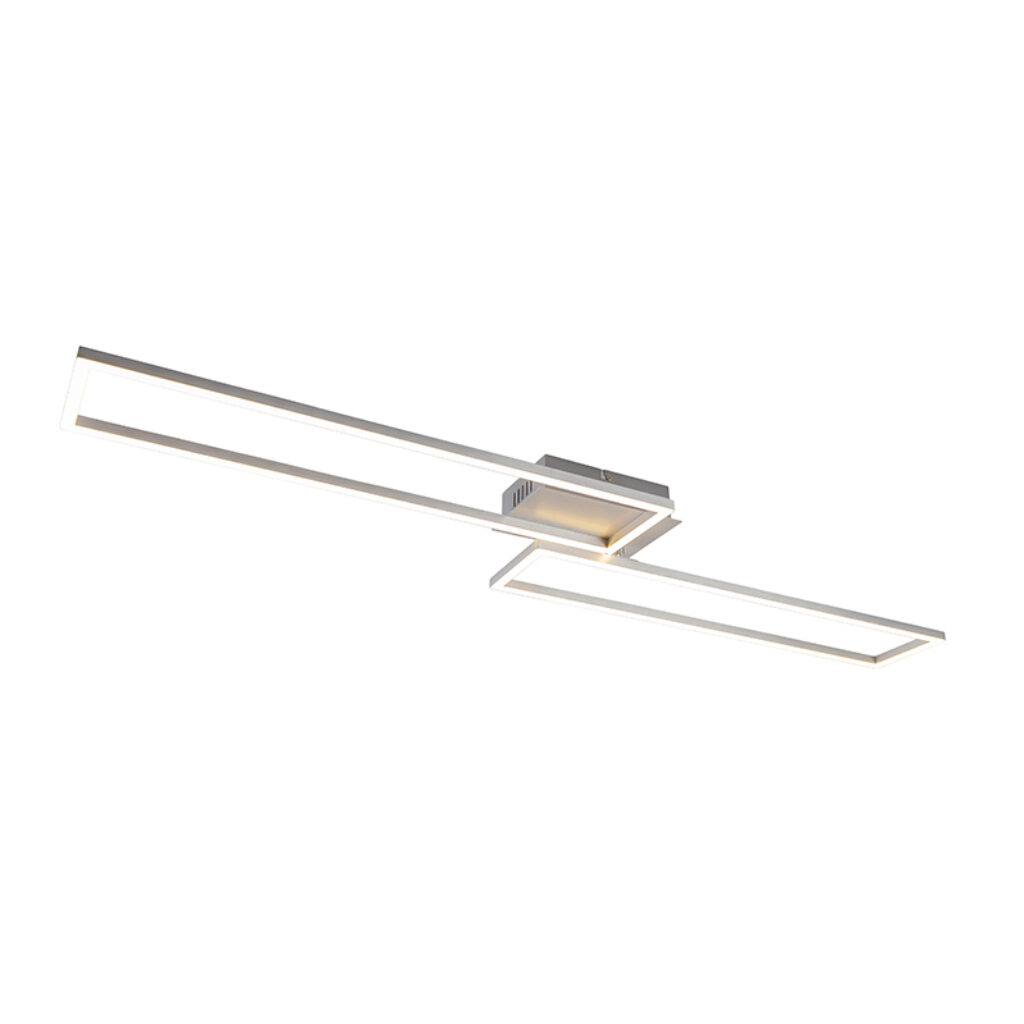 plafondlampen Plafondlamp langwerpig staal dimbaar Plazas Novo AluminiumStaal Staal De plafondlamp is een echt designstuk voor in Zijn strakke vorm zorgt ervoor