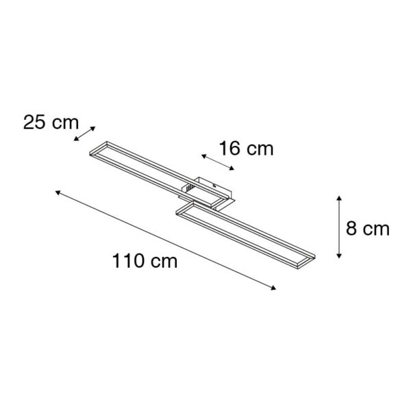 Plafondlamp langwerpig staal 3-staps dimbaar - Plazas Novo - Afbeelding 3