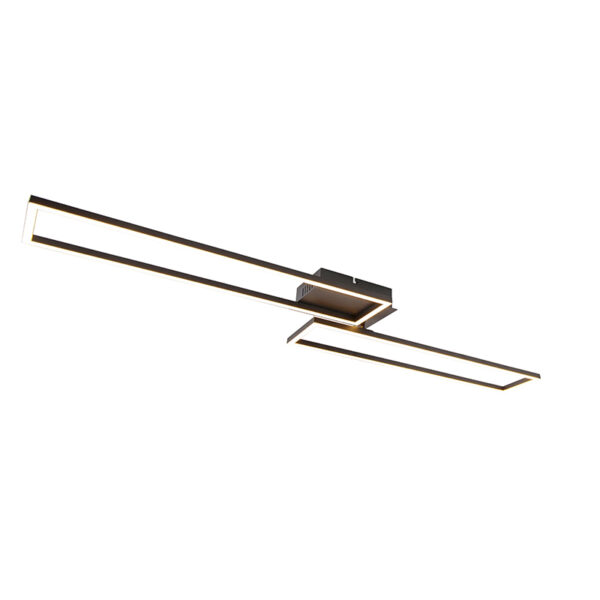 plafondlampen Plafondlamp langwerpig zwart dimbaar Plazas Novo AluminiumStaal Zwart Strak en modern design wat wil je nog heeft het. Deze plafondlamp is gemaakt