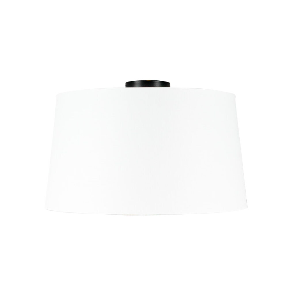 plafondlampen Plafondlamp mat zwart met witte kap 45 cm Combi KunststofMetaal Zwart Je plafond voorzien van een echte sfeermaker in Dan is de inclusief