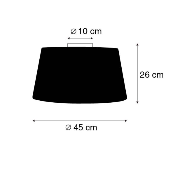Plafondlamp mat zwart met witte kap 45 cm - Combi - Afbeelding 3