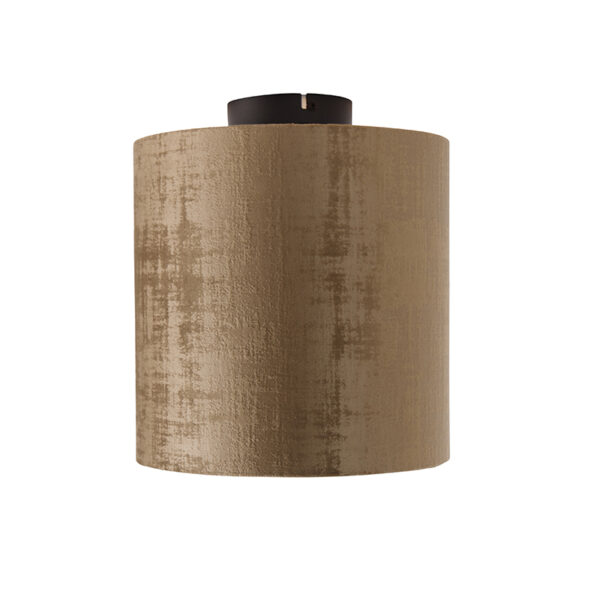 Plafondlamp mat zwart velours kap bruin 25 cm - Combi - Afbeelding 2