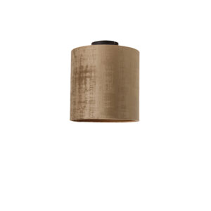 plafondlampen Plafondlamp mat zwart velours kap bruin 25 cm Combi StofStaal Bruin is een tijdloze topper aan je plafond dankzij de bruine met armatuur. De lamp