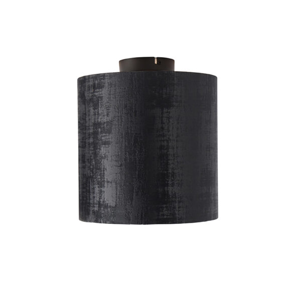 Plafondlamp mat zwart velours kap zwart 25 cm - Combi - Afbeelding 2