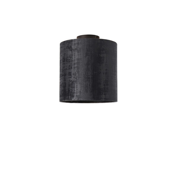 plafondlampen Plafondlamp mat zwart velours kap 25 cm Combi StofStaal Zwart is een tijdloze topper aan je plafond dankzij de zwarte met armatuur. De lamp heeft