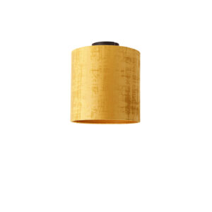 plafondlampen Plafondlamp mat zwart velours kap goud 25 cm Combi StofStaal is een tijdloze topper aan je plafond dankzij de gouden met armatuur. De lamp heeft