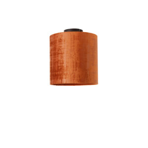 plafondlampen Plafondlamp mat zwart velours kap rood 25 cm Combi StofStaal Oranje Wat een leuke toevoeging in huis deze opvallende rode plafondlamp. De lamp