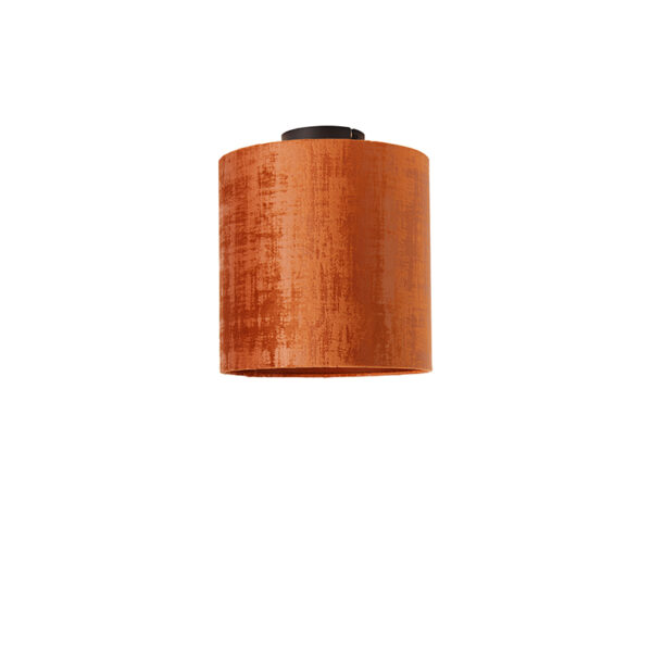 plafondlampen Plafondlamp mat zwart velours kap rood 25 cm Combi StofStaal Oranje Wat een leuke toevoeging in huis deze opvallende rode plafondlamp. De lamp