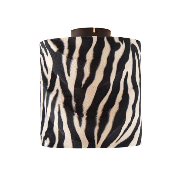 Plafondlamp mat zwart velours kap zebra dessin 25 cm - Combi - Afbeelding 2
