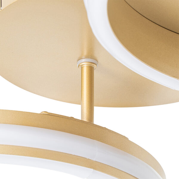 Plafondlamp messing incl. LED 3-staps dimbaar 2-lichts - Navara - Afbeelding 2