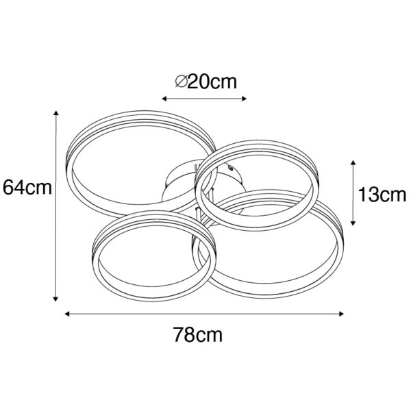 Plafondlamp messing incl. LED 3-staps dimbaar 4-lichts - Navara - Afbeelding 3