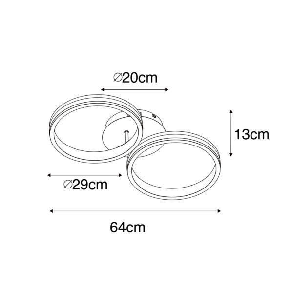 Plafondlamp messing incl. LED 3-staps dimbaar 2-lichts - Navara - Afbeelding 3
