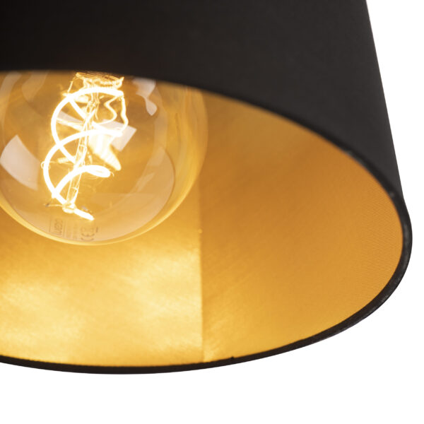 Plafondlamp met katoenen kap zwart met goud 25 cm - Combi zwart - Afbeelding 2