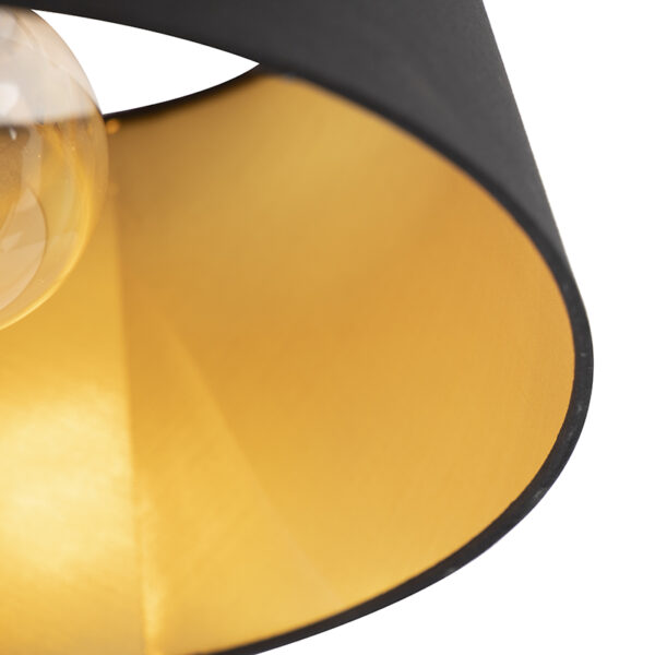 Plafondlamp met katoenen kap zwart met goud 32 cm - Combi zwart - Afbeelding 2