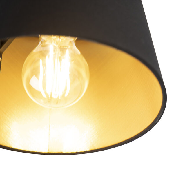 Plafondlamp met katoenen kap zwart met goud 20 cm - Combi zwart - Afbeelding 2