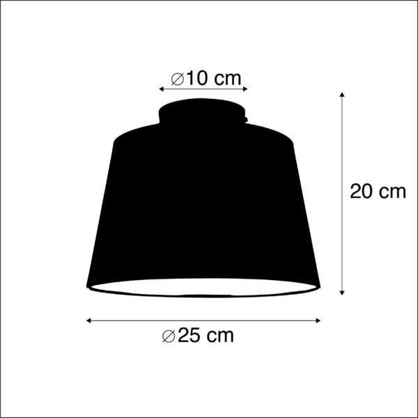 Plafondlamp met katoenen kap zwart met goud 25 cm - Combi zwart - Afbeelding 3