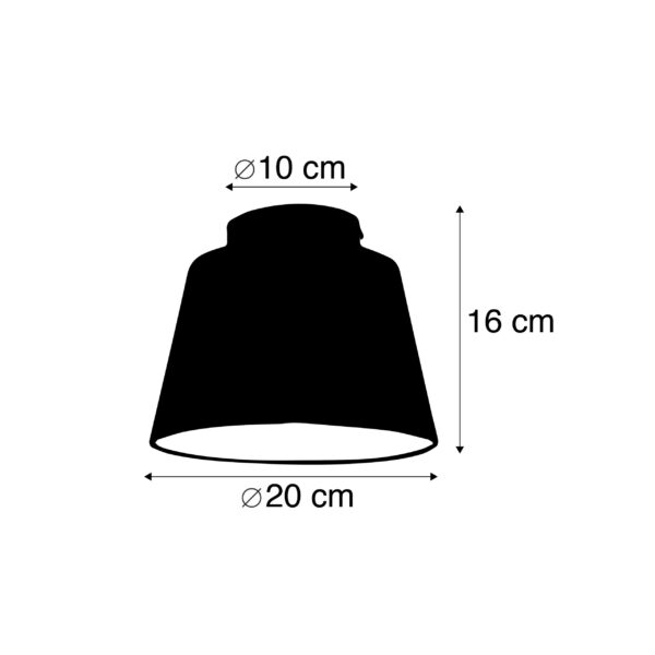 Plafondlamp met katoenen kap zwart met goud 20 cm - Combi zwart - Afbeelding 3
