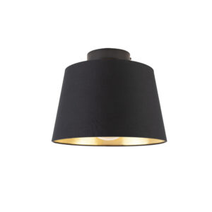 plafondlampen Plafondlamp met katoenen kap zwart goud 25 cm Combi StofStaal Zwart De is een tijdloze plafondlamp die past in elk interieur. Met deze voorzie je