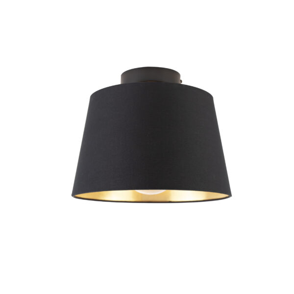 plafondlampen Plafondlamp met katoenen kap zwart goud 25 cm Combi StofStaal Zwart De is een tijdloze plafondlamp die past in elk interieur. Met deze voorzie je