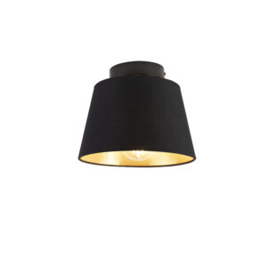 plafondlampen Plafondlamp met katoenen kap zwart goud 20 cm Combi StofStaal Zwart Een echte eyecatcher in dat is deze Je maakt hem compleet een E27 lichtbron 60