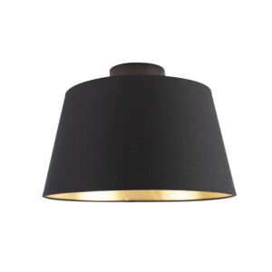 plafondlampen Plafondlamp met katoenen kap zwart goud 32 cm Combi StofStaal Zwart De is een simpele plafondlamp die past in elk interieur. Met deze voorzie je