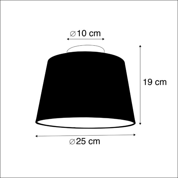 Plafondlamp met linnen kap taupe 25 cm - Combi wit - Afbeelding 3