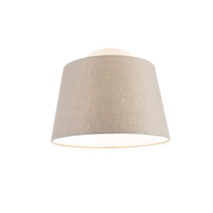 plafondlampen Plafondlamp met linnen kap taupe 25 cm Combi wit StofStaal Taupe De combi is een simpele plafondlamp die past in elk interieur. Met deze voorzie