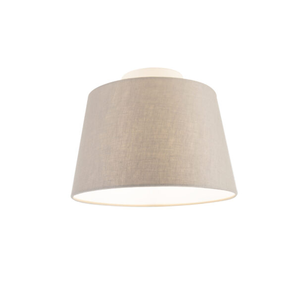 plafondlampen Plafondlamp met linnen kap taupe 25 cm Combi wit StofStaal Taupe De combi is een simpele plafondlamp die past in elk interieur. Met deze voorzie