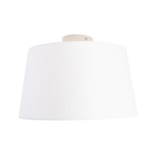 plafondlampen Plafondlamp met linnen kap wit 35 cm Combi StofStaal Wit De is een frisse plafondlamp die past in elk interieur. Met deze voorzie je jouw