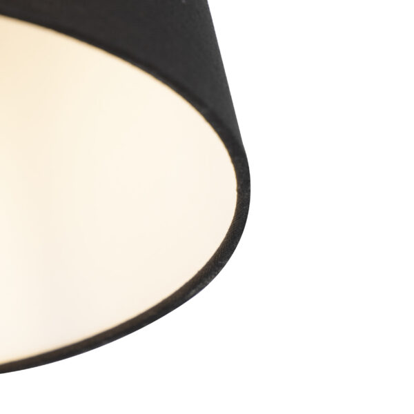 Plafondlamp met linnen kap zwart 25 cm - Combi wit - Afbeelding 2