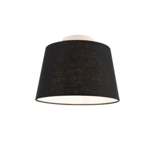plafondlampen Plafondlamp met linnen kap zwart 25 cm Combi wit StofStaal Zwart De is een simpele plafondlamp die past in elk interieur. Met deze voorzie je jouw