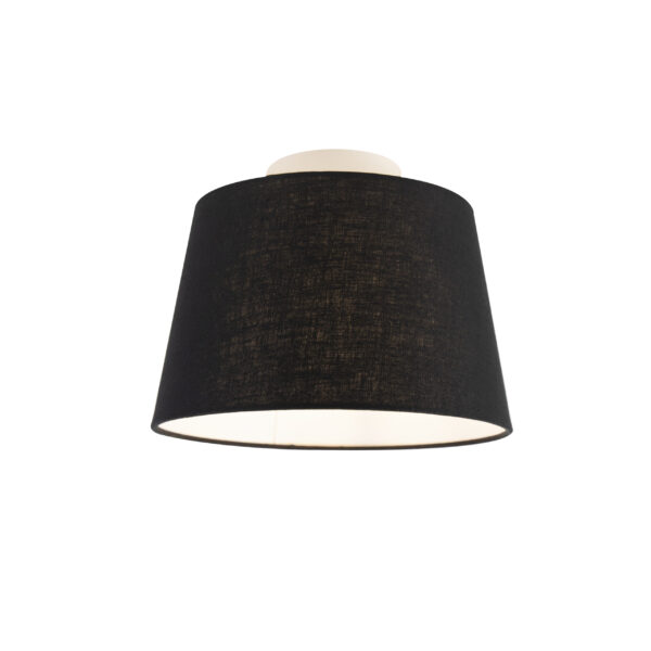 plafondlampen Plafondlamp met linnen kap zwart 25 cm Combi wit StofStaal Zwart De is een simpele plafondlamp die past in elk interieur. Met deze voorzie je jouw
