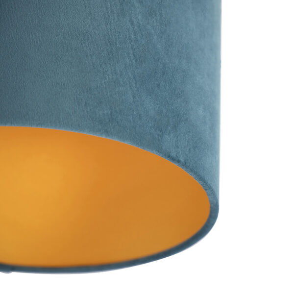 Plafondlamp met velours kap blauw met goud 25 cm - Combi zwart - Afbeelding 2