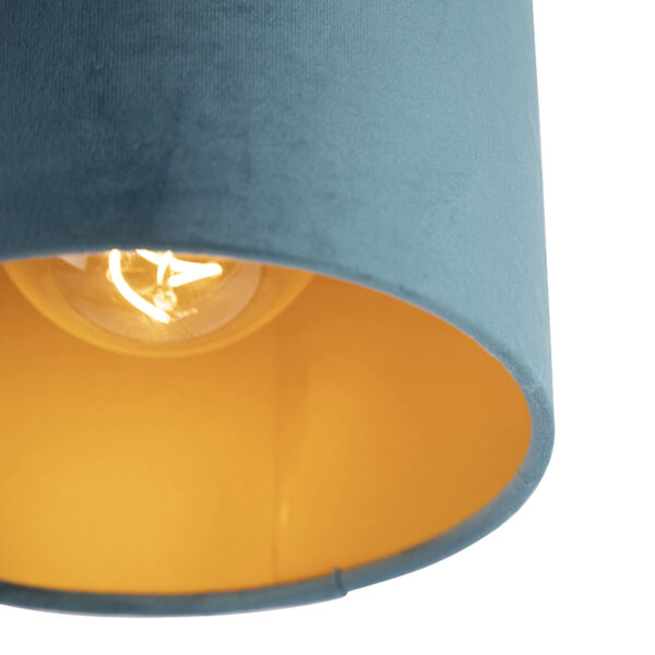 Plafondlamp met velours kap blauw met goud 20 cm - Combi zwart - Afbeelding 2