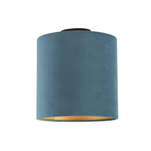 plafondlampen Plafondlamp met velours kap blauw goud 25 cm Combi zwart StaalStof Blauw De combi is een prachtige plafondlamp die in je interieur. Met deze