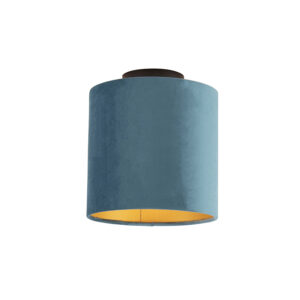 plafondlampen Plafondlamp met velours kap blauw goud 20 cm Combi zwart StaalStof Blauw De combi is een prachtige plafondlamp die in je interieur. Met deze