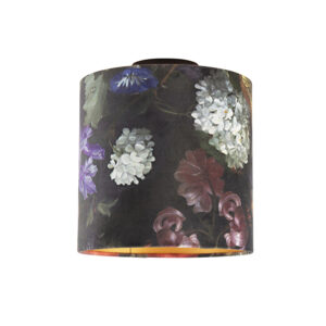 plafondlampen Plafondlamp met velours kap bloemen goud 25 cm Combi zwart StaalStof Multicolor De combi is een prachtige plafondlamp die in je interieur. Met