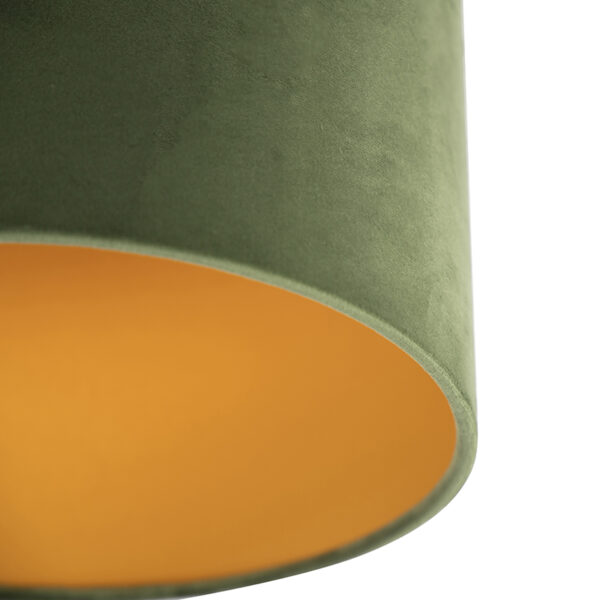 Plafondlamp met velours kap groen met goud 25 cm - Combi zwart - Afbeelding 2