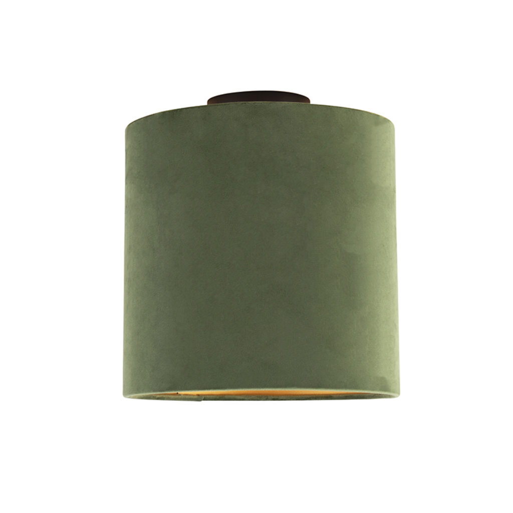 plafondlampen Plafondlamp met velours kap groen goud 25 cm Combi zwart StofStaal Groen De combi is een prachtige plafondlamp die in je interieur. Met deze