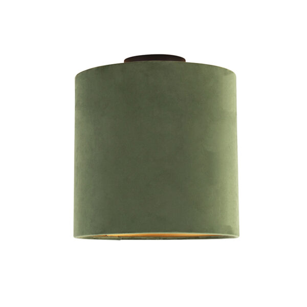 plafondlampen Plafondlamp met velours kap groen goud 25 cm Combi zwart StofStaal Groen De combi is een prachtige plafondlamp die in je interieur. Met deze