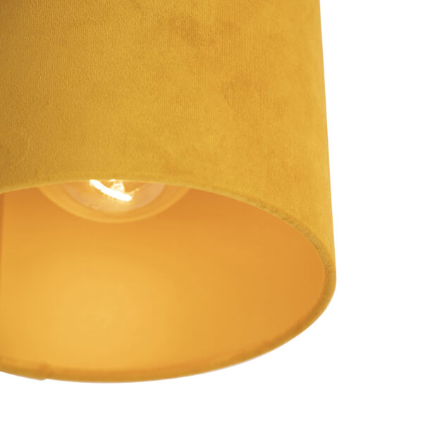 Plafondlamp met velours kap oker met goud 20 cm - Combi zwart - Afbeelding 2