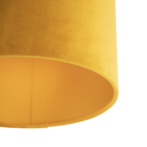 Plafondlamp met velours kap oker met goud 25 cm - Combi zwart - Afbeelding 2