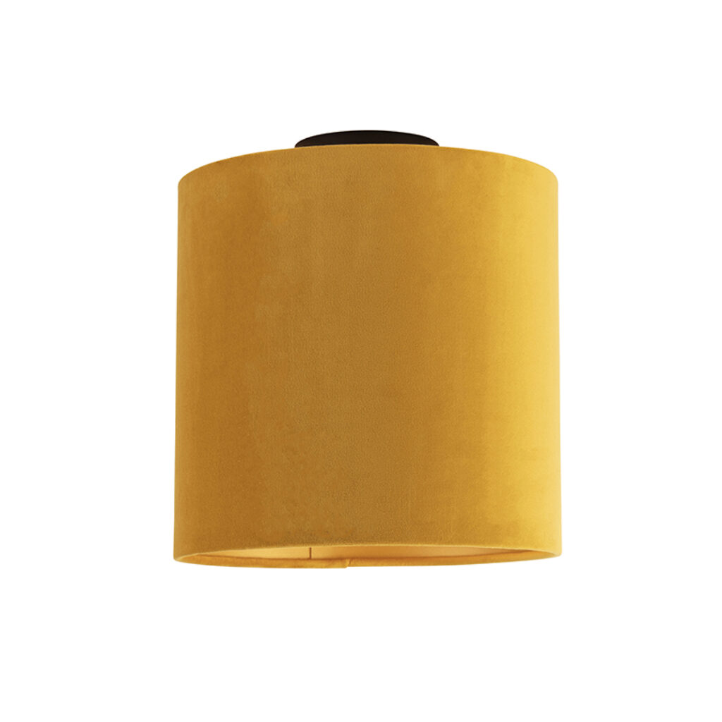plafondlampen Plafondlamp met velours kap oker goud 25 cm Combi zwart StofStaal Geel De combi is een prachtige plafondlamp die in je interieur. Met deze voorzie