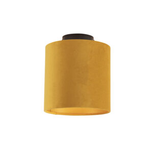 plafondlampen Plafondlamp met velours kap oker goud 20 cm Combi zwart StaalStof Geel De combi is een prachtige plafondlamp die in je interieur. Met deze voorzie