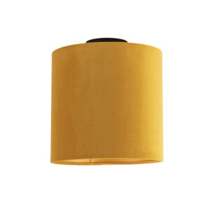 plafondlampen Plafondlamp met velours kap oker goud 25 cm Combi zwart StofStaal Geel De combi is een prachtige plafondlamp die in je interieur. Met deze voorzie