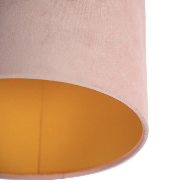 Plafondlamp met velours kap oud roze met goud 25 cm - Combi zwart - Afbeelding 2